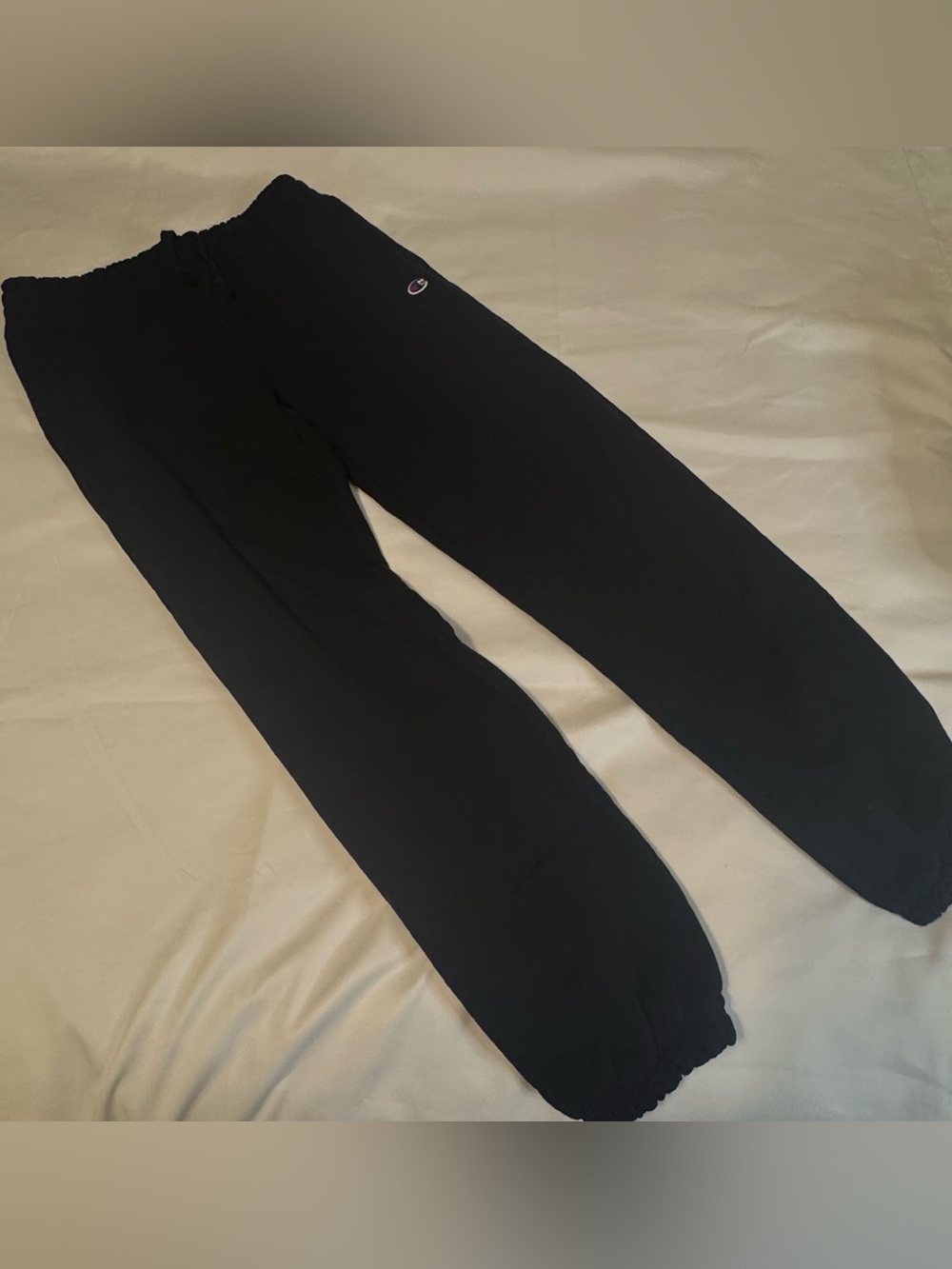 Champion Sweatpants Mens Small Black Elastic Waist Cuffed Jogger Pants Logo
